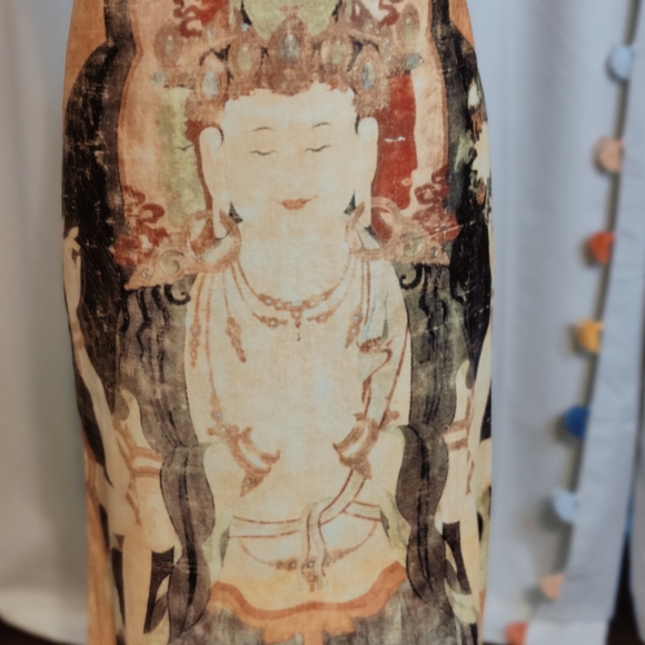 Vivienne Tam 90s Kuan Yin Buddha cotton Velvet archival Runway Skirt▪️ rare LG - Picture 2 of 11
